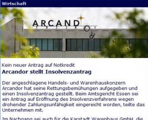 Tagesschau.de - Arcandor Artikel mit neuem Logo?